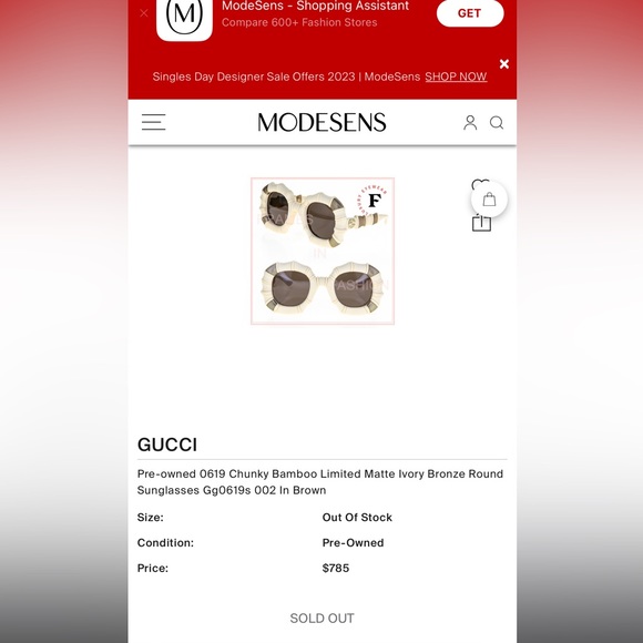 RARE NIB Gucci Bamboo bone sunglasses in Ivory - Picture 4 of 4